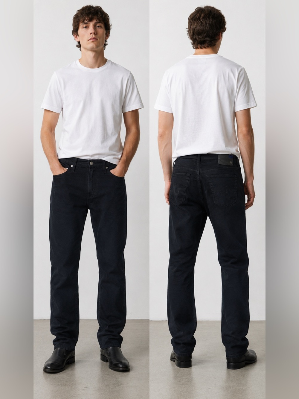 AG Adriano Goldschmied Everett Slim Straight Black Jeans Men’s Dark Wash Denim